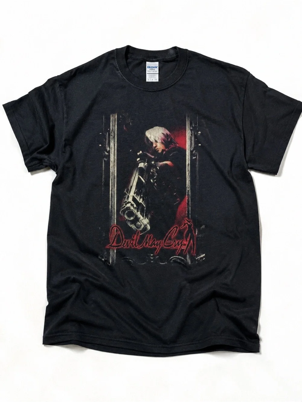 Gildan Black Devil May Cry Graphic Tee with Red Accents UNISEX SIZE L - Picture 1 of 4